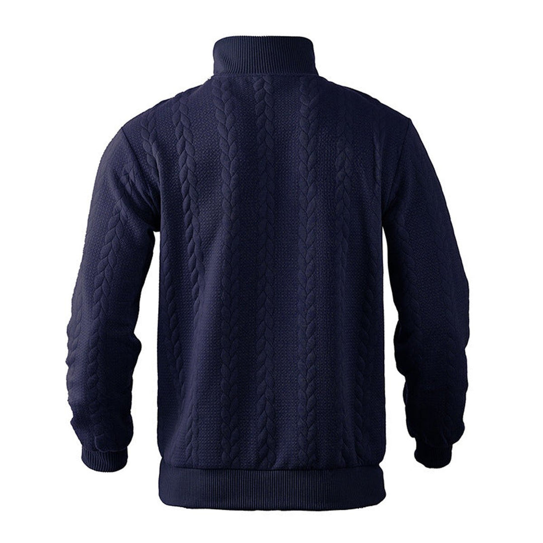Herren Zopfstrick-Pullover mit Viertelreißverschluss Knit Sweater