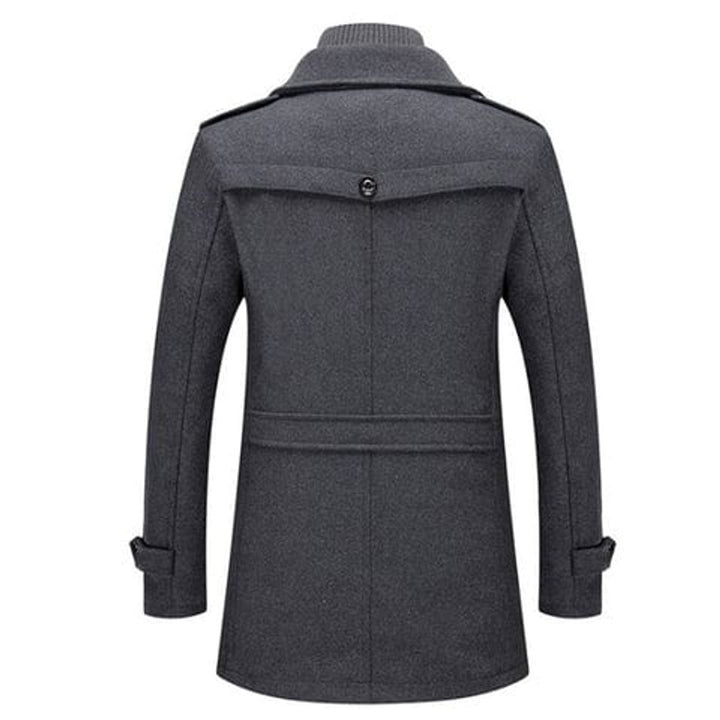 Herren Zweiteiliger Wollmantel Slim-Fit Wintermantel mit Strickkragen