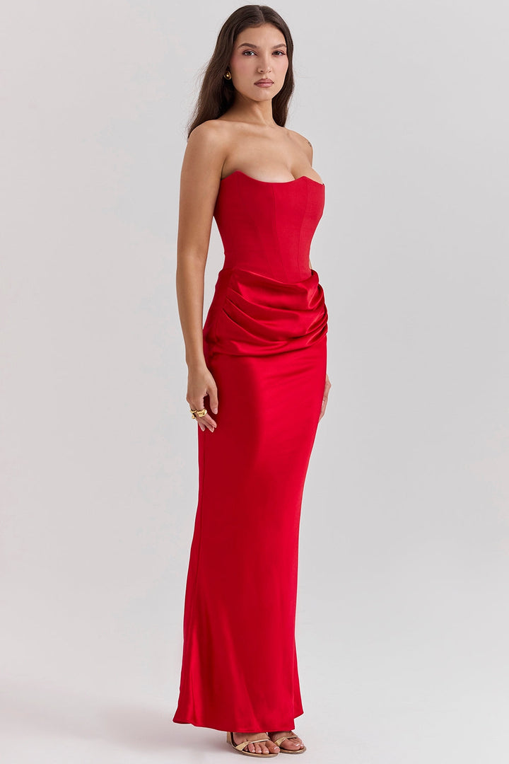 Renate | Damen Trägerloses Maxi Kleid für Hochzeitsgäste