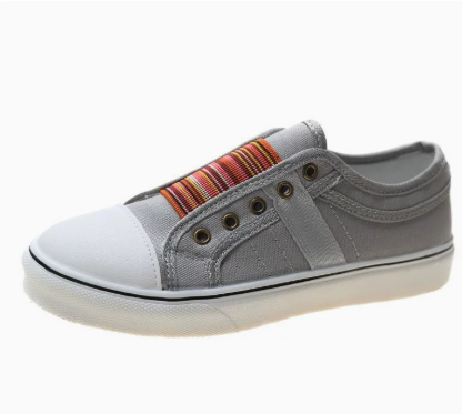 Lara | Damen Trendige Gestreifte Canvas-Sneaker