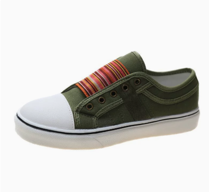Lara | Damen Trendige Gestreifte Canvas-Sneaker