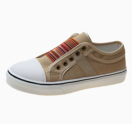 Lara | Damen Trendige Gestreifte Canvas-Sneaker