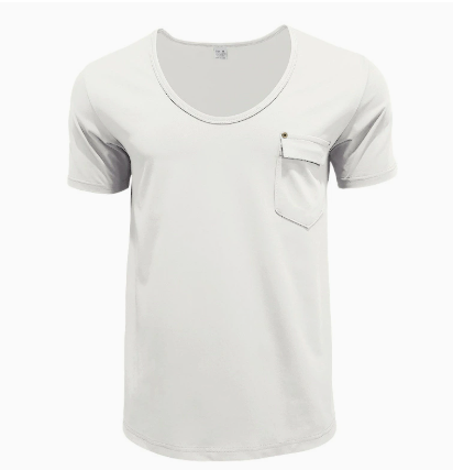 Dominic | Herren Tiefer Rundhalsausschnitt Taschen T-Shirt