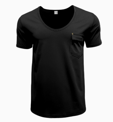 Dominic | Herren Tiefer Rundhalsausschnitt Taschen T-Shirt