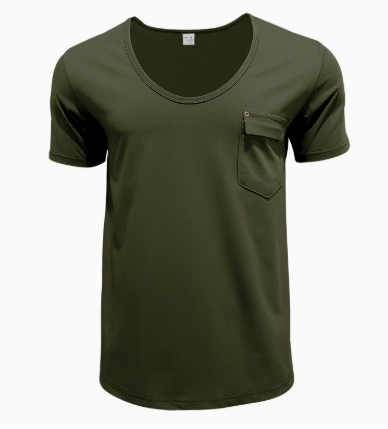 Dominic | Herren Tiefer Rundhalsausschnitt Taschen T-Shirt