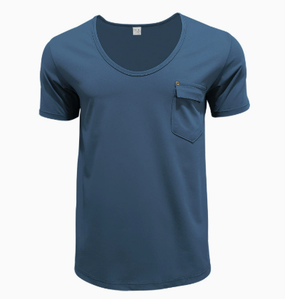 Dominic | Herren Tiefer Rundhalsausschnitt Taschen T-Shirt
