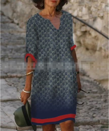 Anja | Damen Langarm Abstraktes Muster Shift Kleid