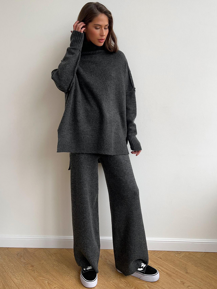 Eva | Damen Gemütliches Oversize Strickpullover Lounge-Set