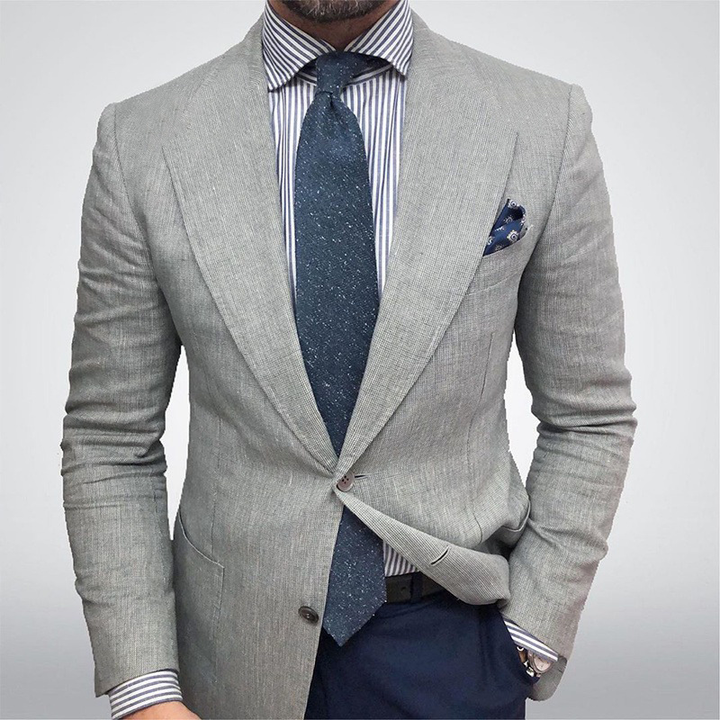 Heinrich | Herren Frühjahrs Strukturierter Taillierter Blazer mit Textur