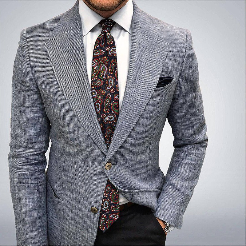 Heinrich | Herren Frühjahrs Strukturierter Taillierter Blazer mit Textur
