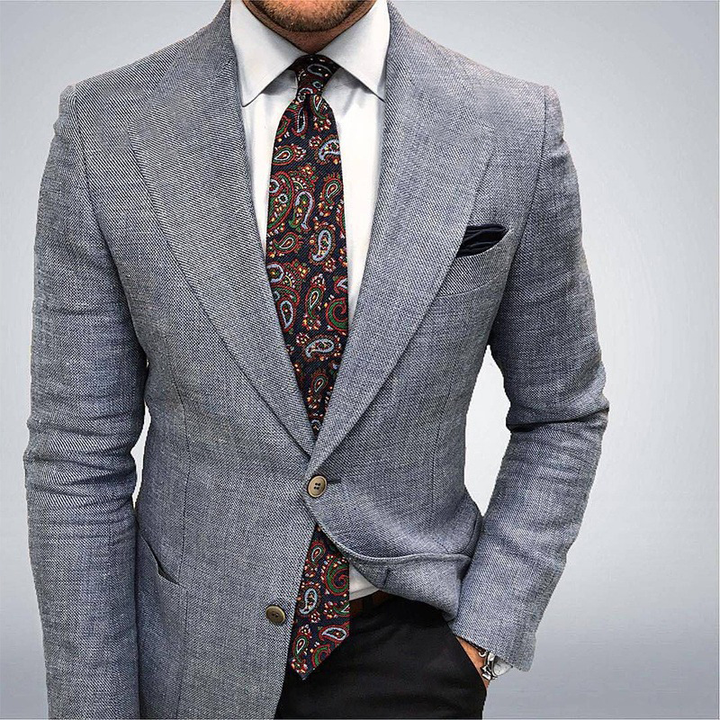Heinrich | Herren Frühjahrs Strukturierter Taillierter Blazer mit Textur