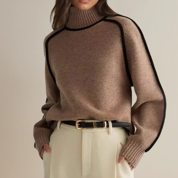 Pauline | Damen Pullover mit hohem Kragen und langen Ärmeln