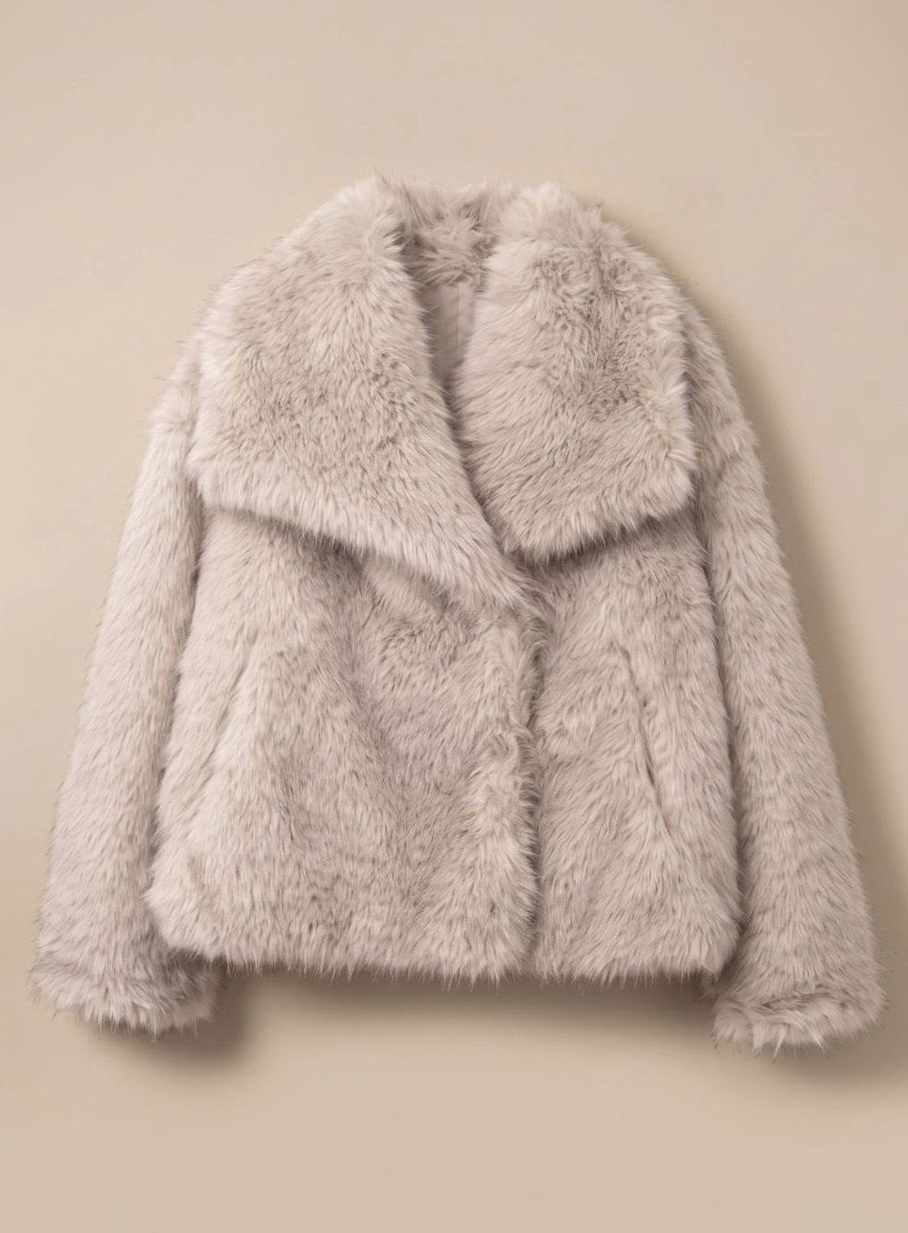 Kunstpelzmantel Damen Flauschiger Kurzmantel Herbstmode - Greige