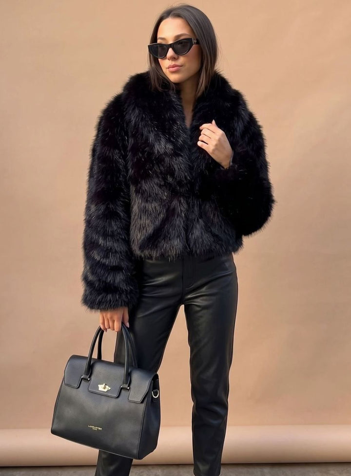 Kunstpelzmantel Damen Flauschiger Kurzmantel Herbstmode