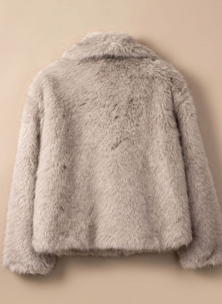 Kunstpelzmantel Damen Flauschiger Kurzmantel Herbstmode