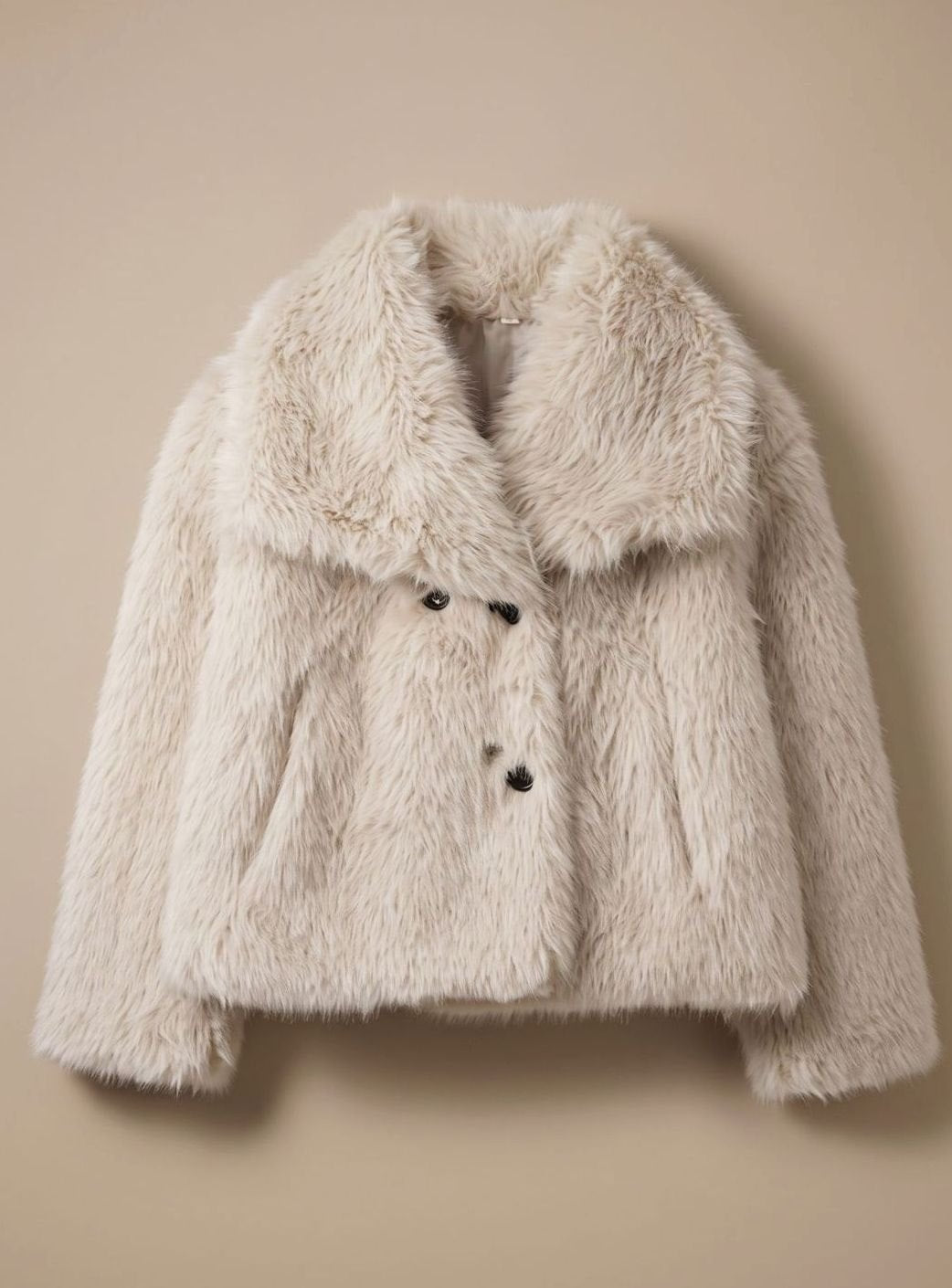 Kunstpelzmantel Damen Flauschiger Kurzmantel Herbstmode - Beige