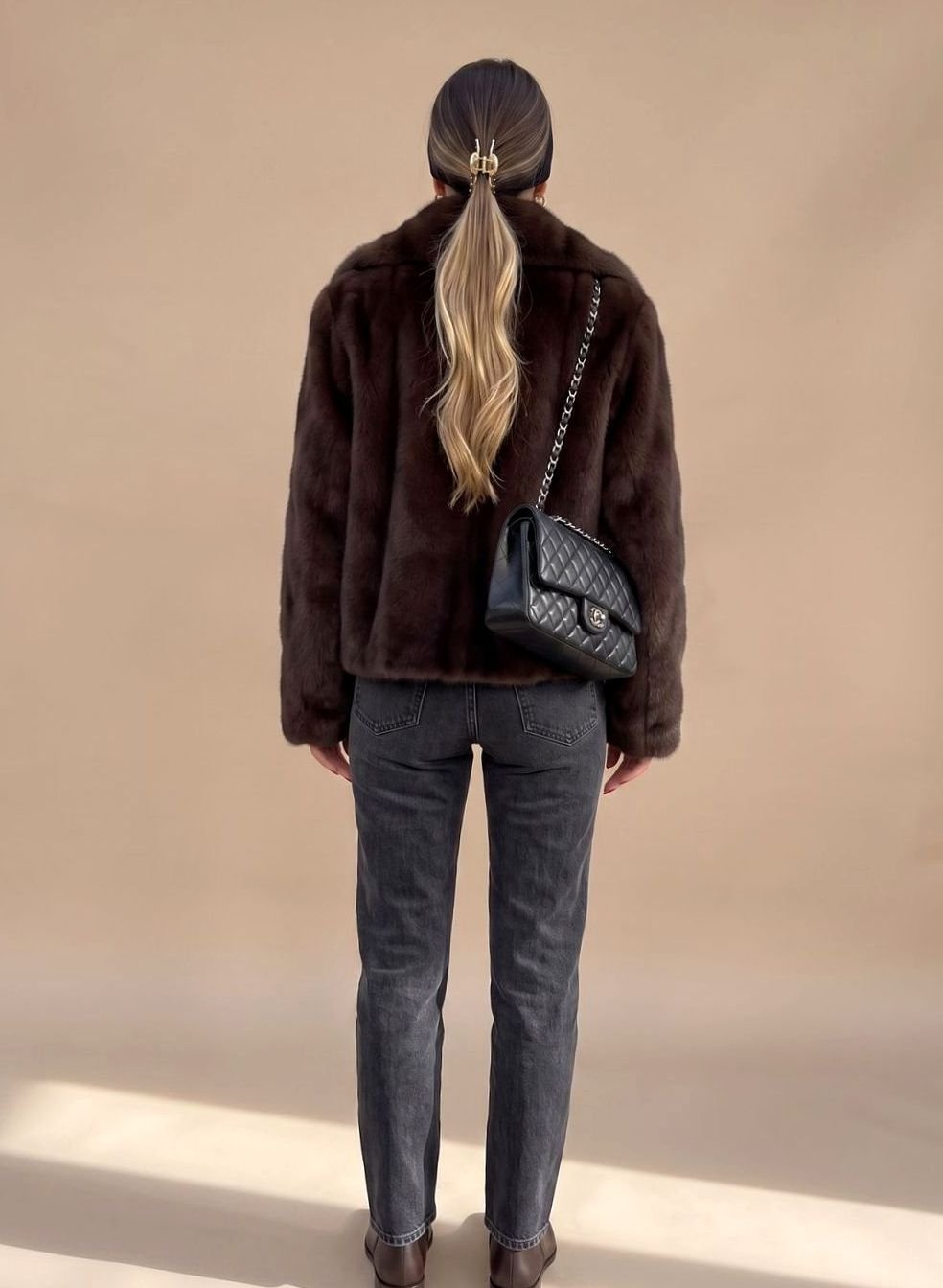 Kunstpelzmantel Damen Kurz Klassischer Kragen Flauschige Jacke