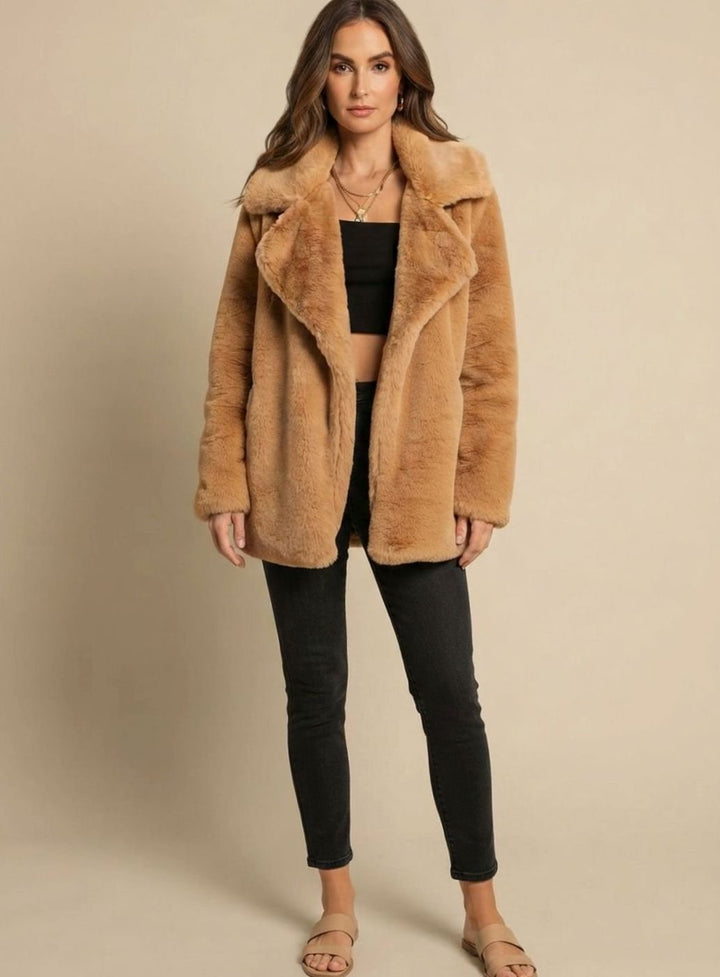 Kunstpelzmantel Damen Lässiger Oversized Teddyfell Kurzmantel
