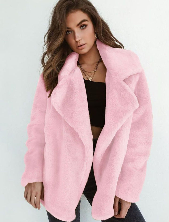 Kunstpelzmantel Damen Lässiger Oversized Teddyfell Kurzmantel