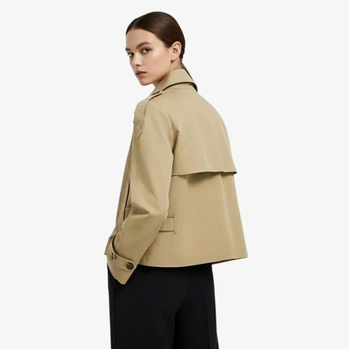 Kurzer Trenchcoat Damen Doppelknopf Stehkragen