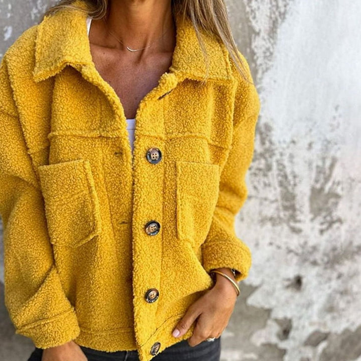 Kuschelige Innenfutter Damen Jacke in lockerer Passform - Gelb