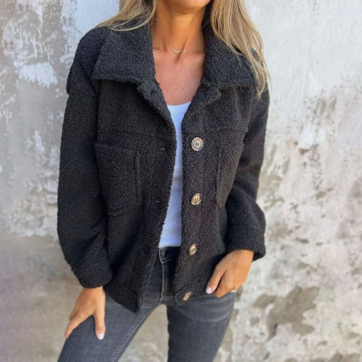 Kuschelige Innenfutter Damen Jacke in lockerer Passform - Schwarz
