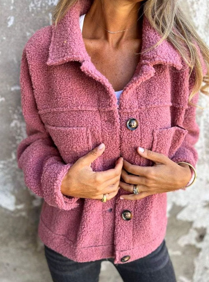 Kuschelige Innenfutter Damen Jacke in lockerer Passform - Rosa
