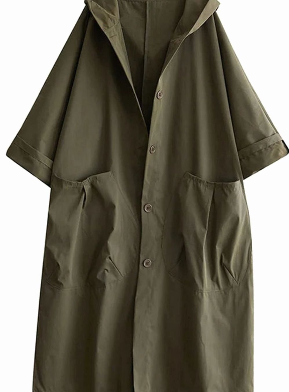 Langer Kapuzenmantel für Damen wasserabweisend Oversized Trenchcoat - Grün