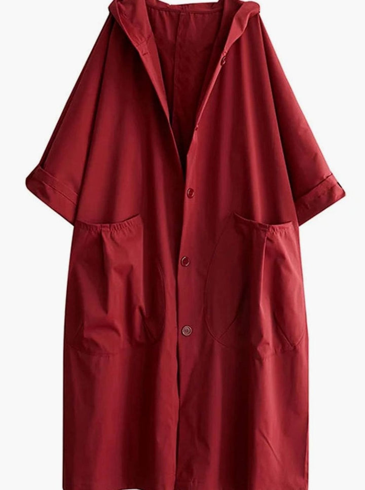 Langer Kapuzenmantel für Damen wasserabweisend Oversized Trenchcoat