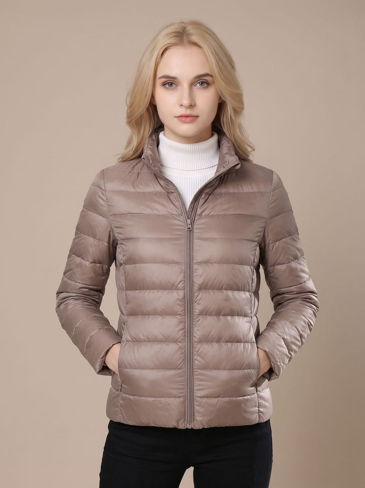Leichte Daunenjacke Damen wasserdicht gefütterte Steppjacke - Beige