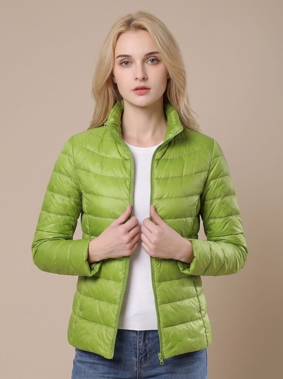 Leichte Daunenjacke Damen wasserdicht gefütterte Steppjacke - Grün