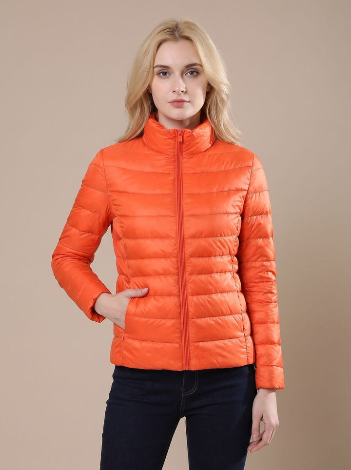 Leichte Daunenjacke Damen wasserdicht gefütterte Steppjacke - Orange