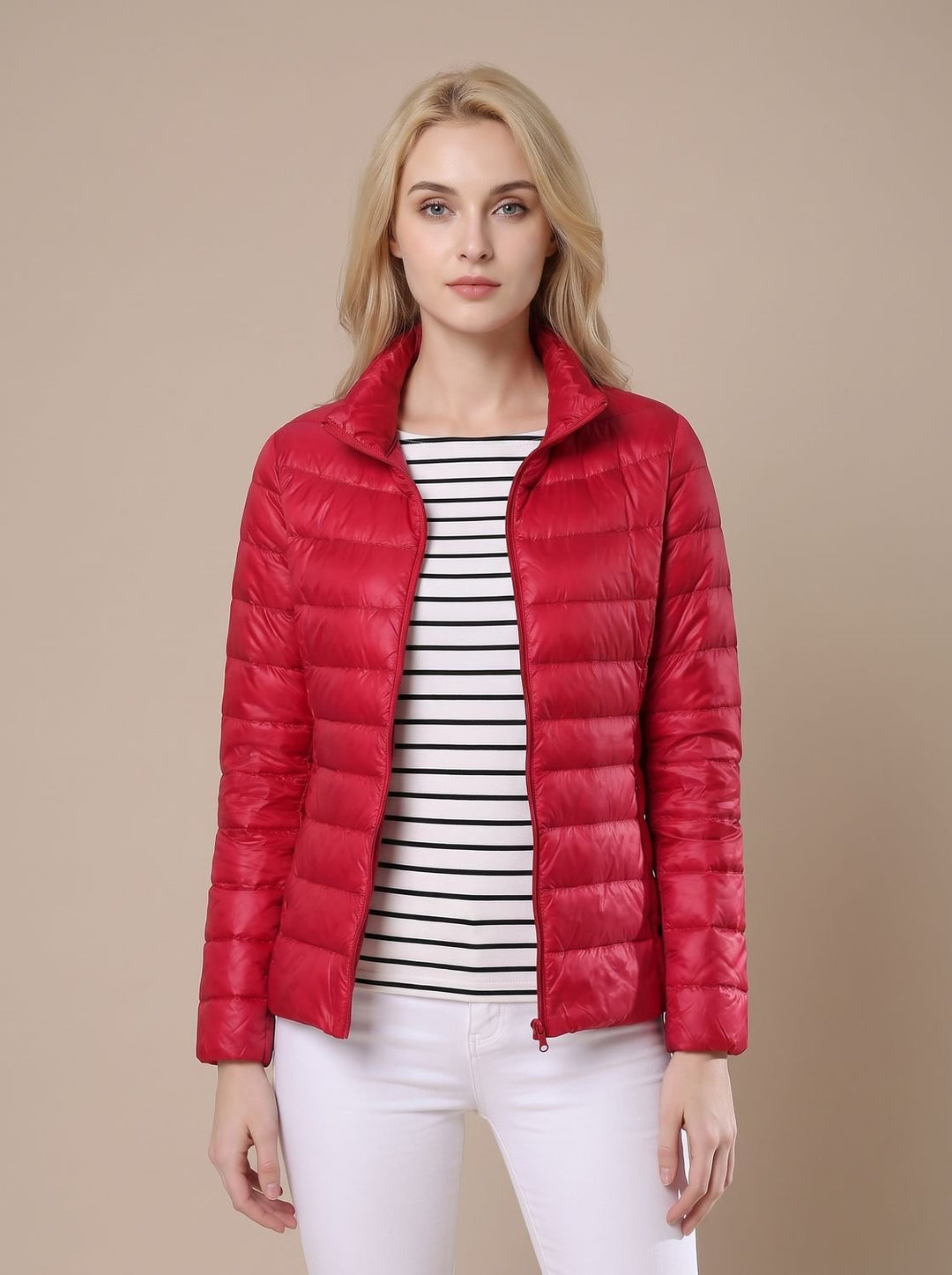 Leichte Daunenjacke Damen wasserdicht gefütterte Steppjacke - Rot