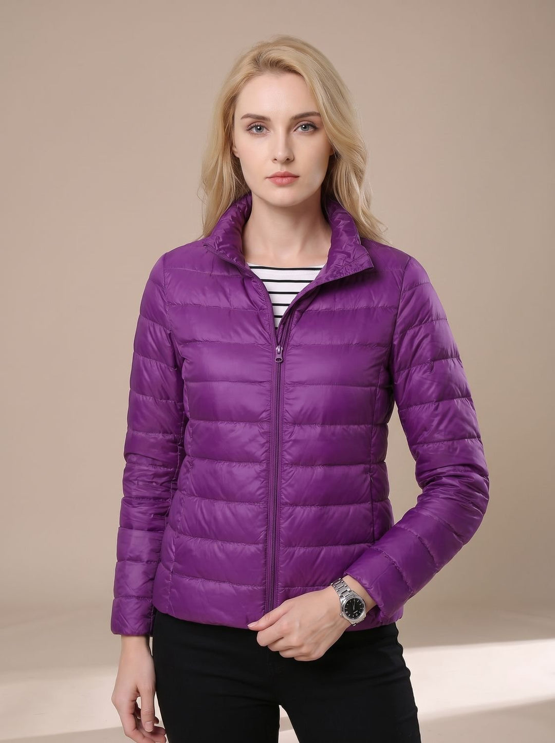 Leichte Daunenjacke Damen wasserdicht gefütterte Steppjacke - Lila