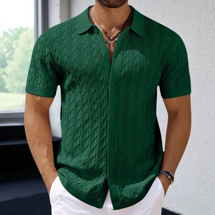 Reinhard | Herren Strukturiert Knopf-up Polo-Shirt