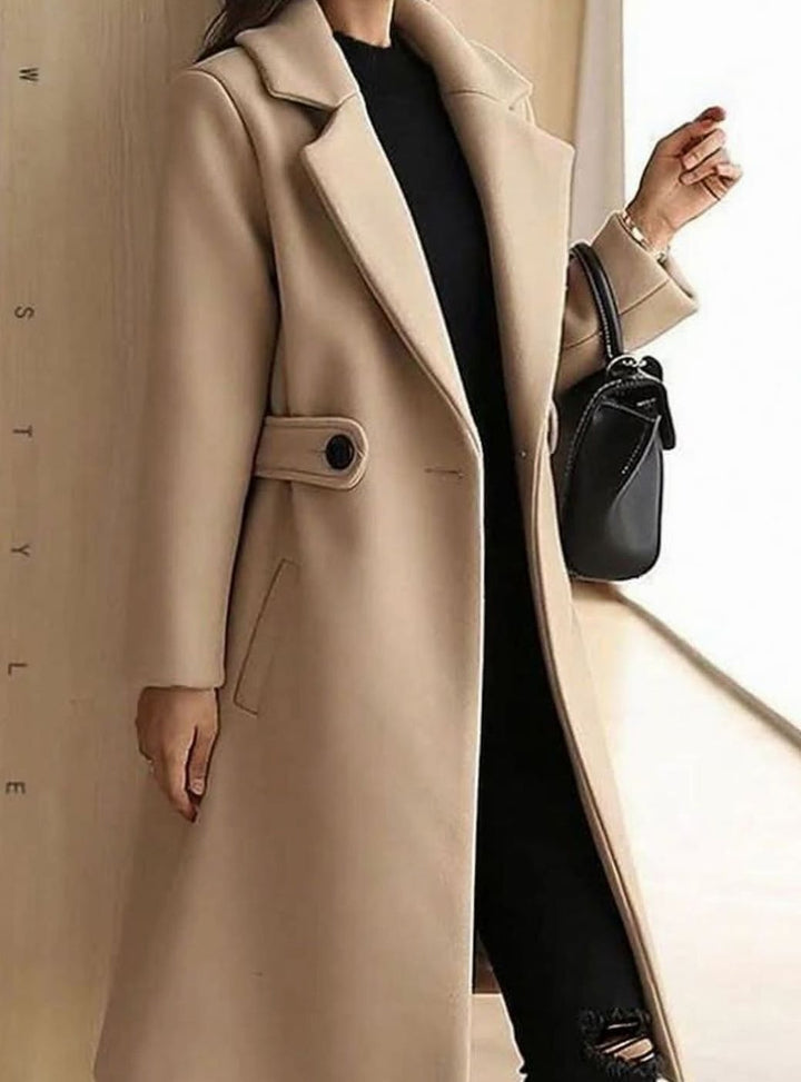 Mantel Damen Klassischer Woll-Trenchcoat Langer Eleganter Wintermantel