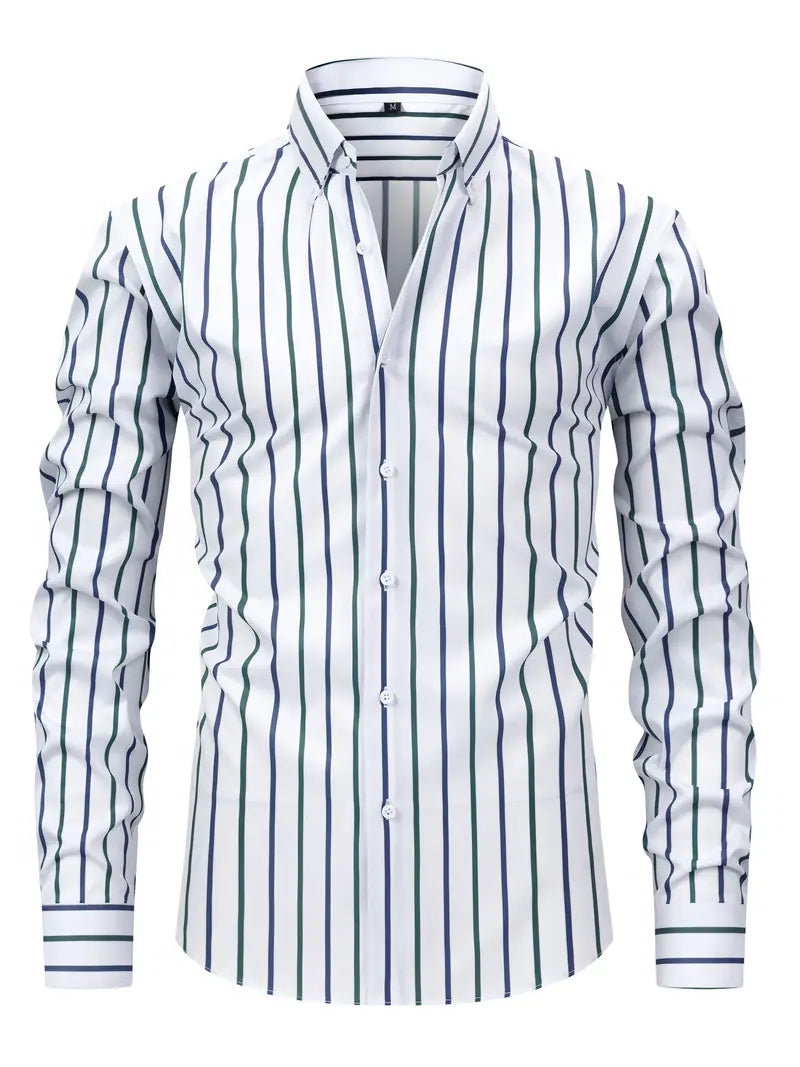 Tobias | Herren Slim Fit Streifen Knopfhemd