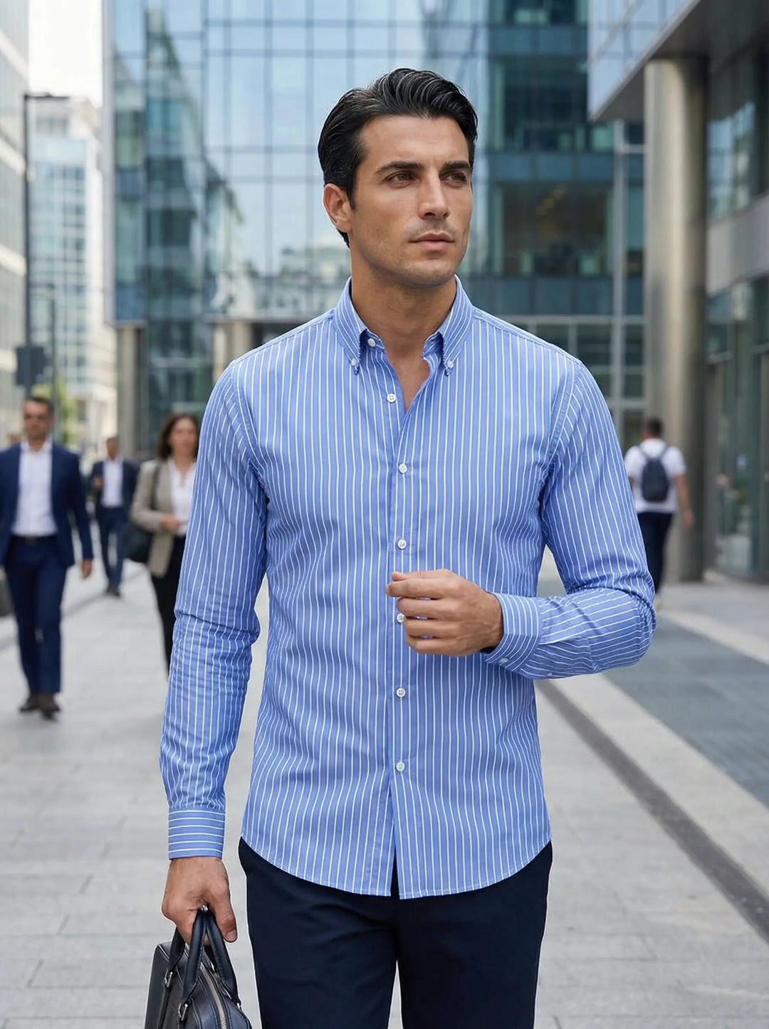 Tobias | Herren Slim Fit Streifen Knopfhemd