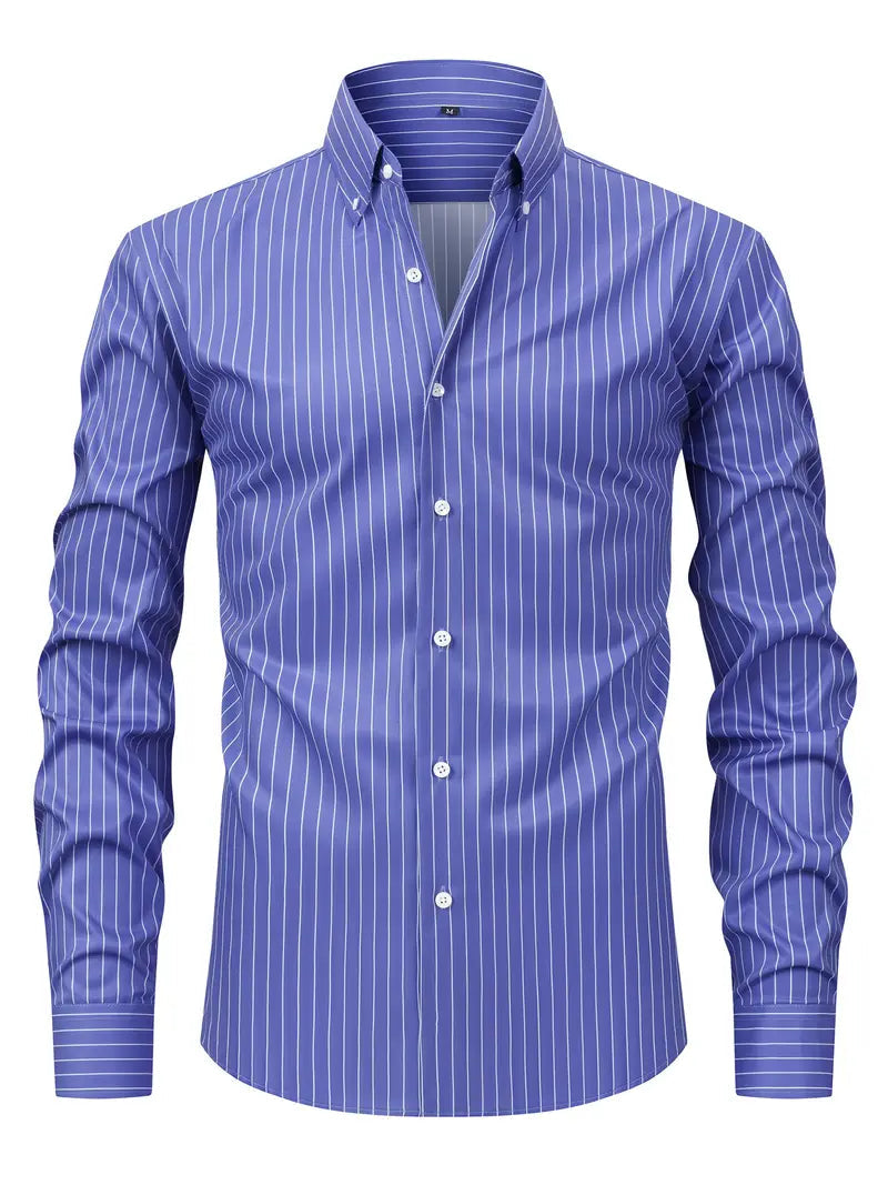 Tobias | Herren Slim Fit Streifen Knopfhemd