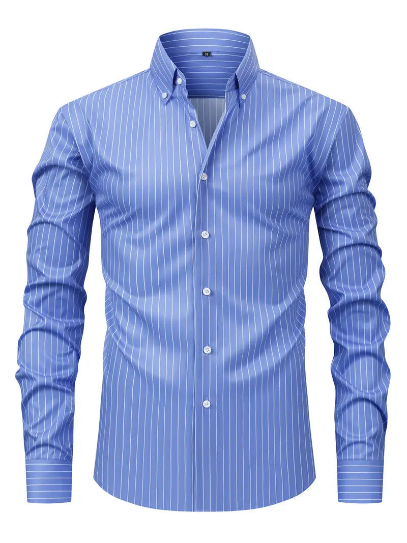 Tobias | Herren Slim Fit Streifen Knopfhemd