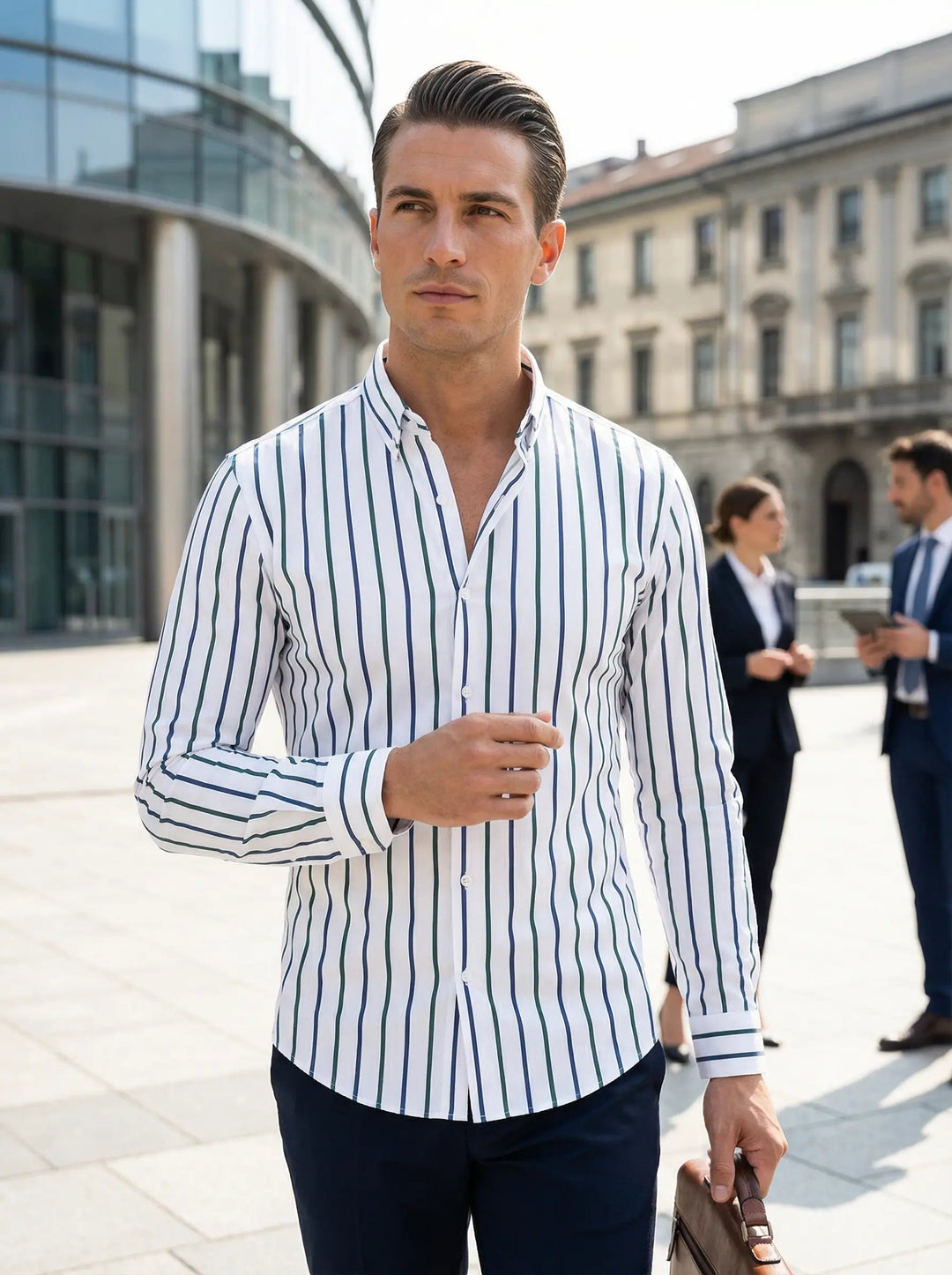 Tobias | Herren Slim Fit Streifen Knopfhemd
