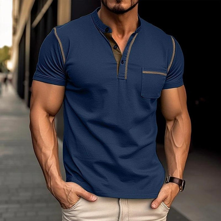 Armin | Herren Kontrastbesatz Henley Kurzarmshirt