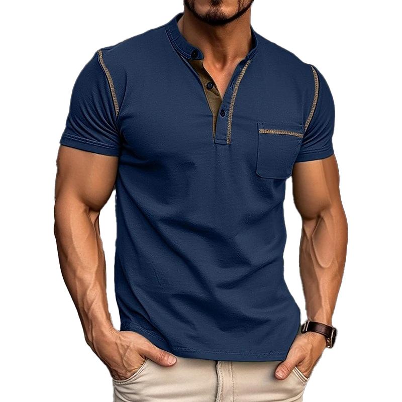 Armin | Herren Kontrastbesatz Henley Kurzarmshirt