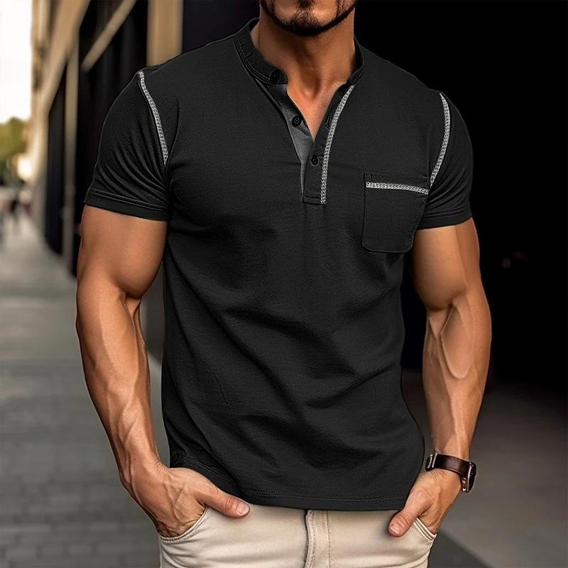 Armin | Herren Kontrastbesatz Henley Kurzarmshirt