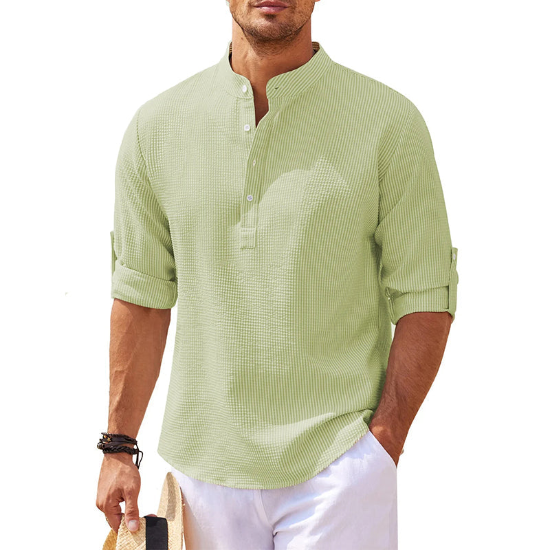 Edgar | Herren Stehkragen Halbknopfleiste Freizeit Shirt