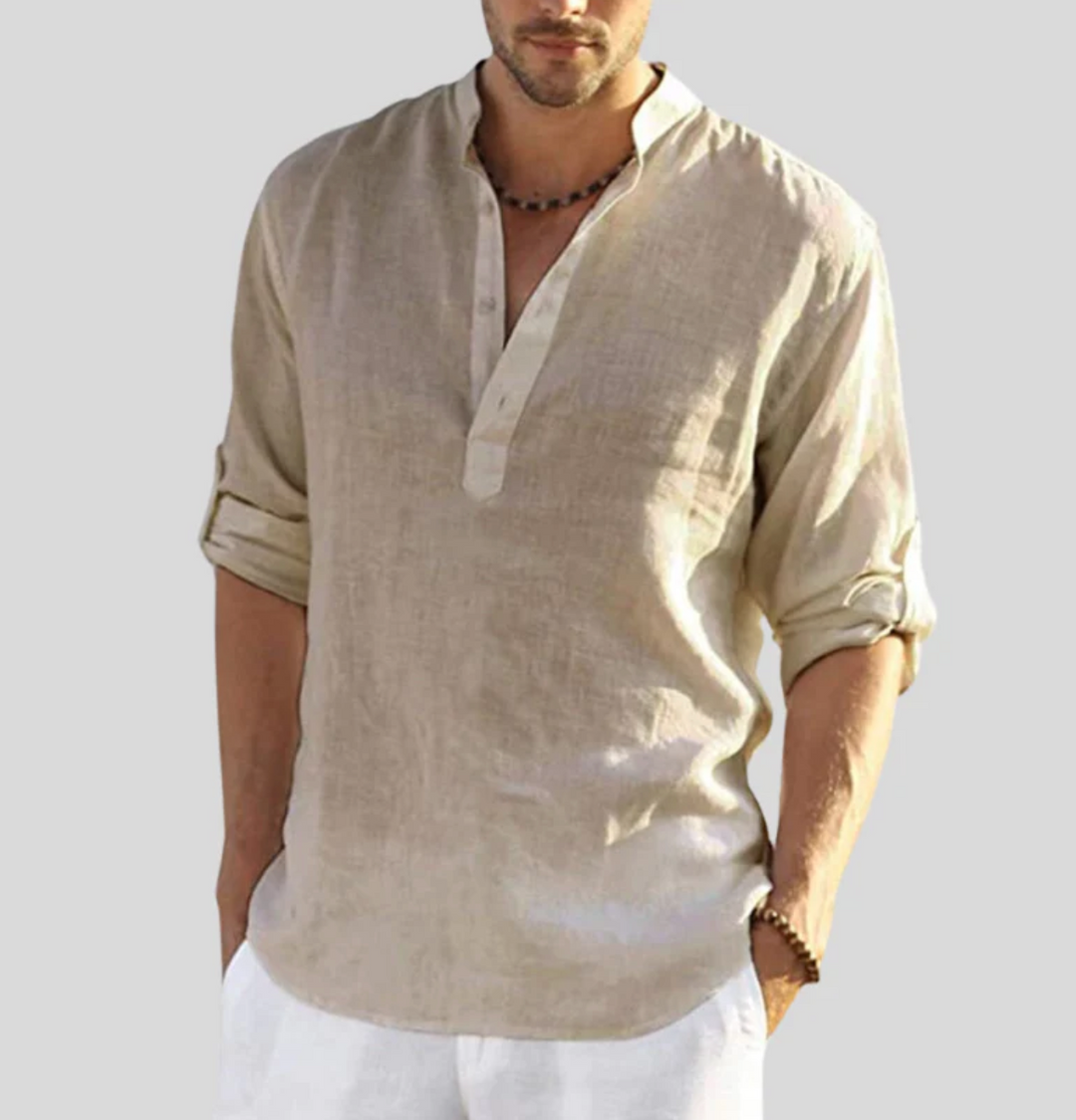 Gunnar | Herren V-Ausschnitt Halbknopfleiste Freizeit Shirt