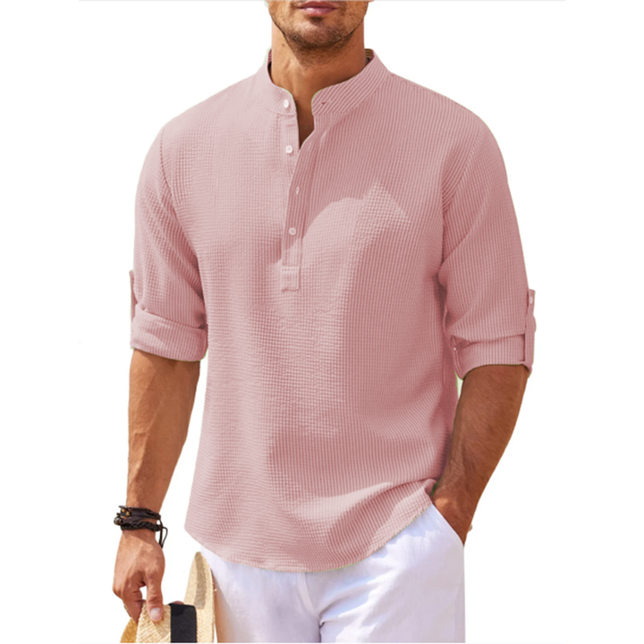 Edgar | Herren Stehkragen Halbknopfleiste Freizeit Shirt