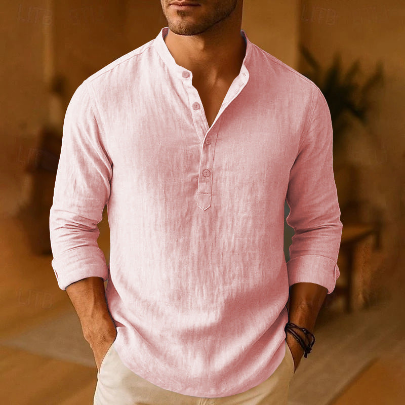 Joachim | Herren Langarm Henley Freizeitshirt