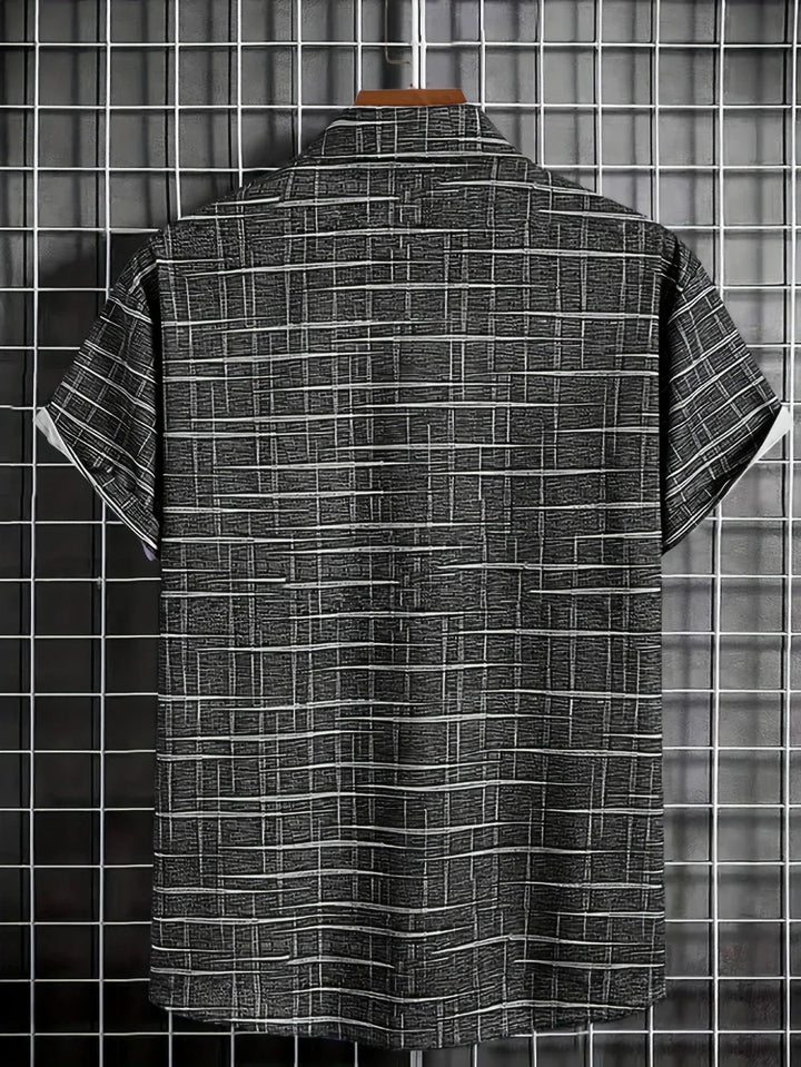 Armin | Herren Kurzarm Muster Knopf Freizeit Shirt