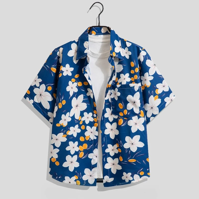 Bernd | Herren Blumenmuster Kurzarm Freizeit Shirt